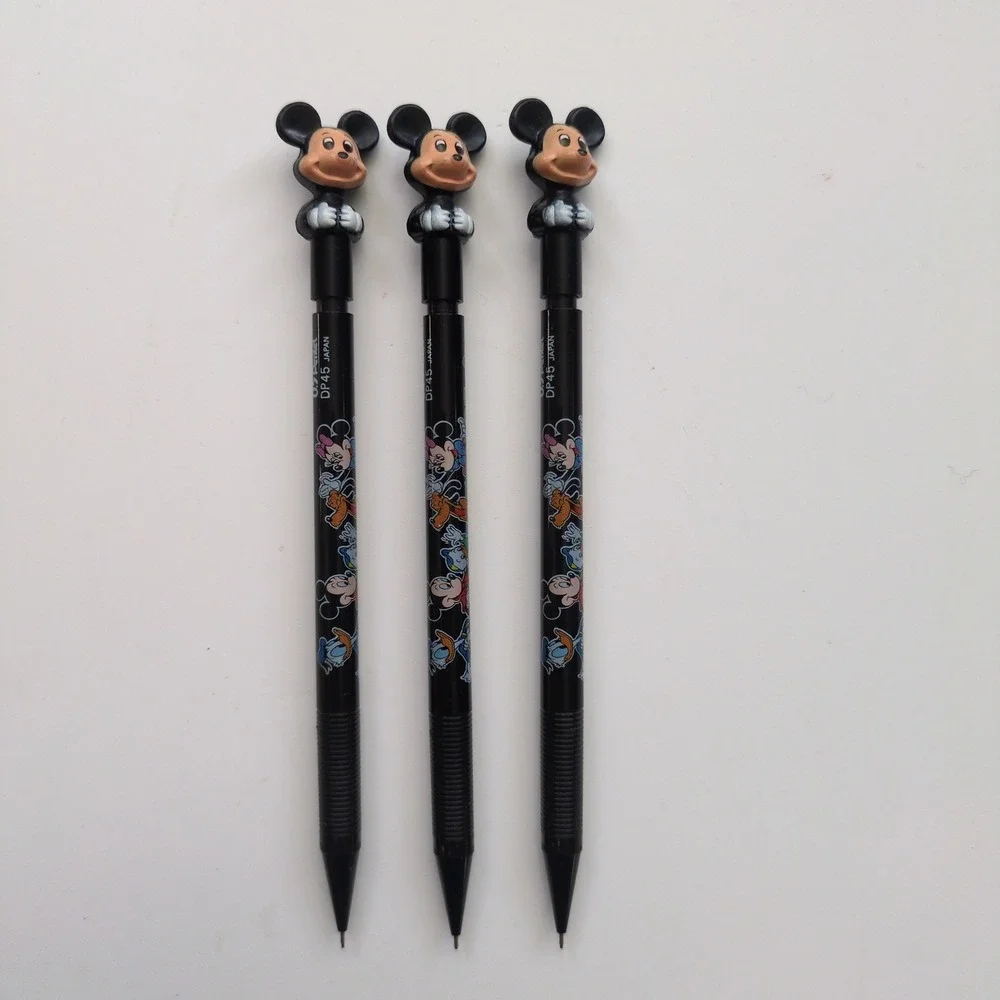 Vtg Mickey Mouse Walt‎ Disney Pentel Mechanical Pencil 3D Topper DP45 0.5mm Set